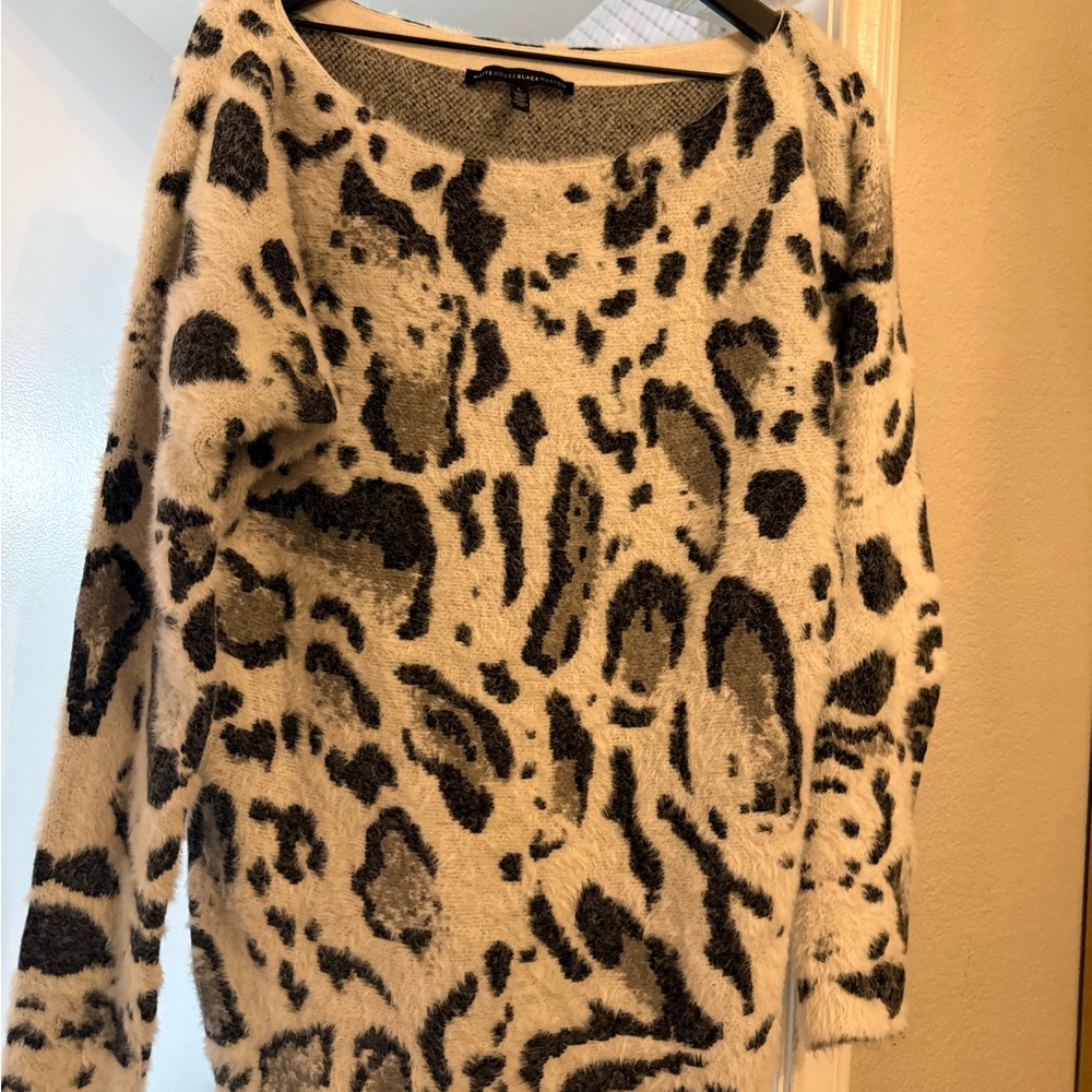 White House Black Market Black and white Leopard Print Sweater